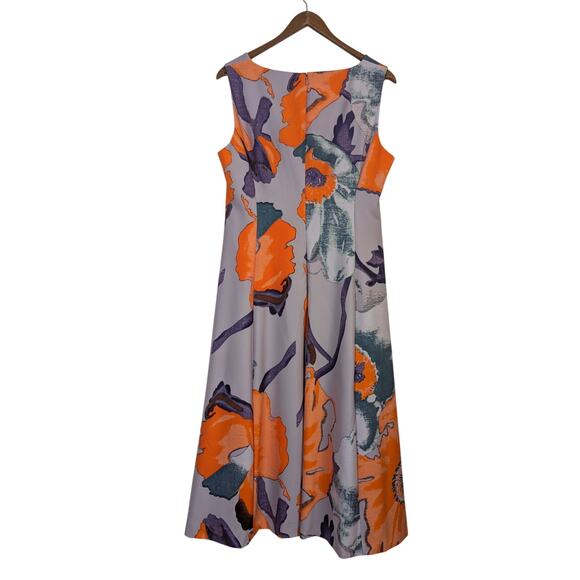 J Peterman Floral Maxi Dress Womens 12 Orange Purple Colorful Wedding Resort - Picture 5 of 8